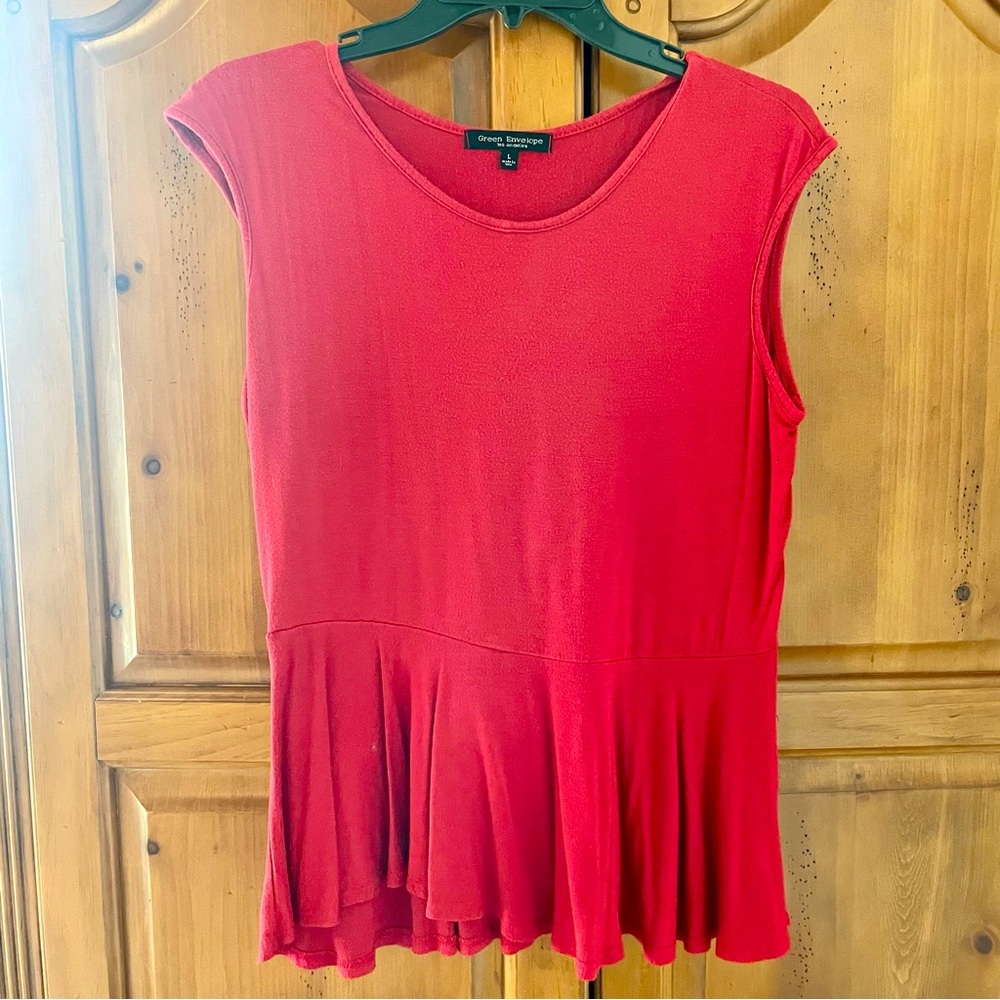 Red peplum T Shirt Blouse